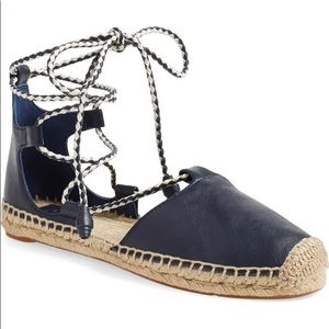 Tory Burch Positano Navy Espadrilles
